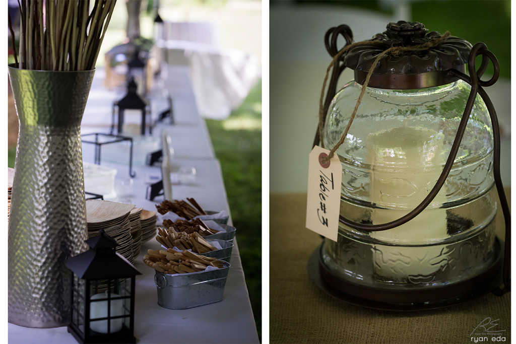 Farm wedding utensils and lantern
