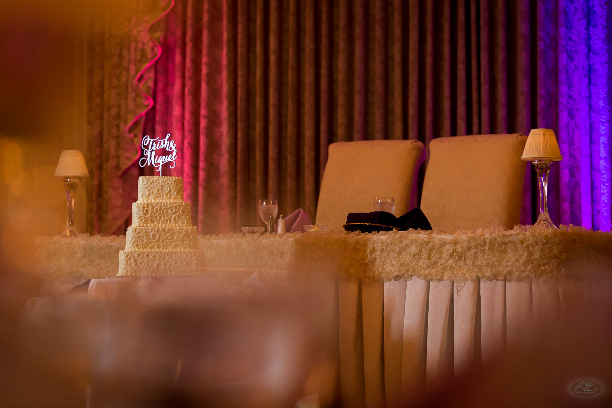 Wedding cake sweetheart table reception