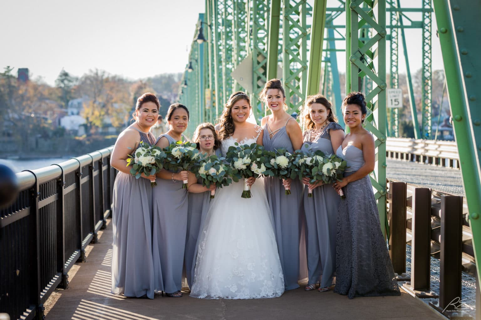 Bridesmaids at Lambertville Inn Station Bridge